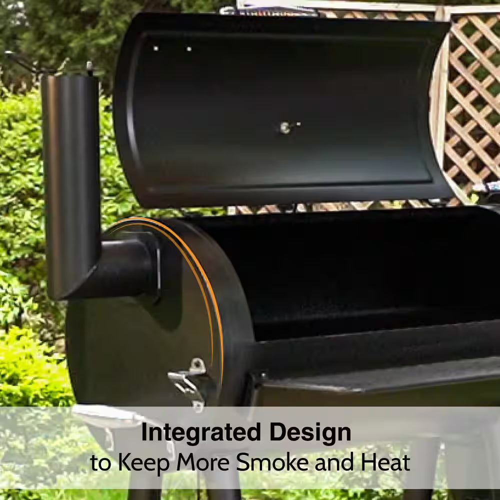 Offset-Design Charcoal Smoker in Black