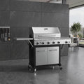 5-Burner Propane Gas Grill in Stainless Steel with Side Burner and Foldable Side Shelf