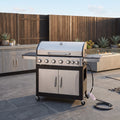 6-Burner Propane Gas Grill in Stainless Steel with Side Burner Hose and Regulator