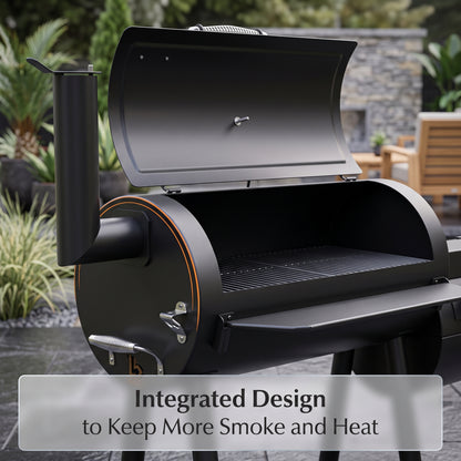 Offset-Design Charcoal Smoker in Black